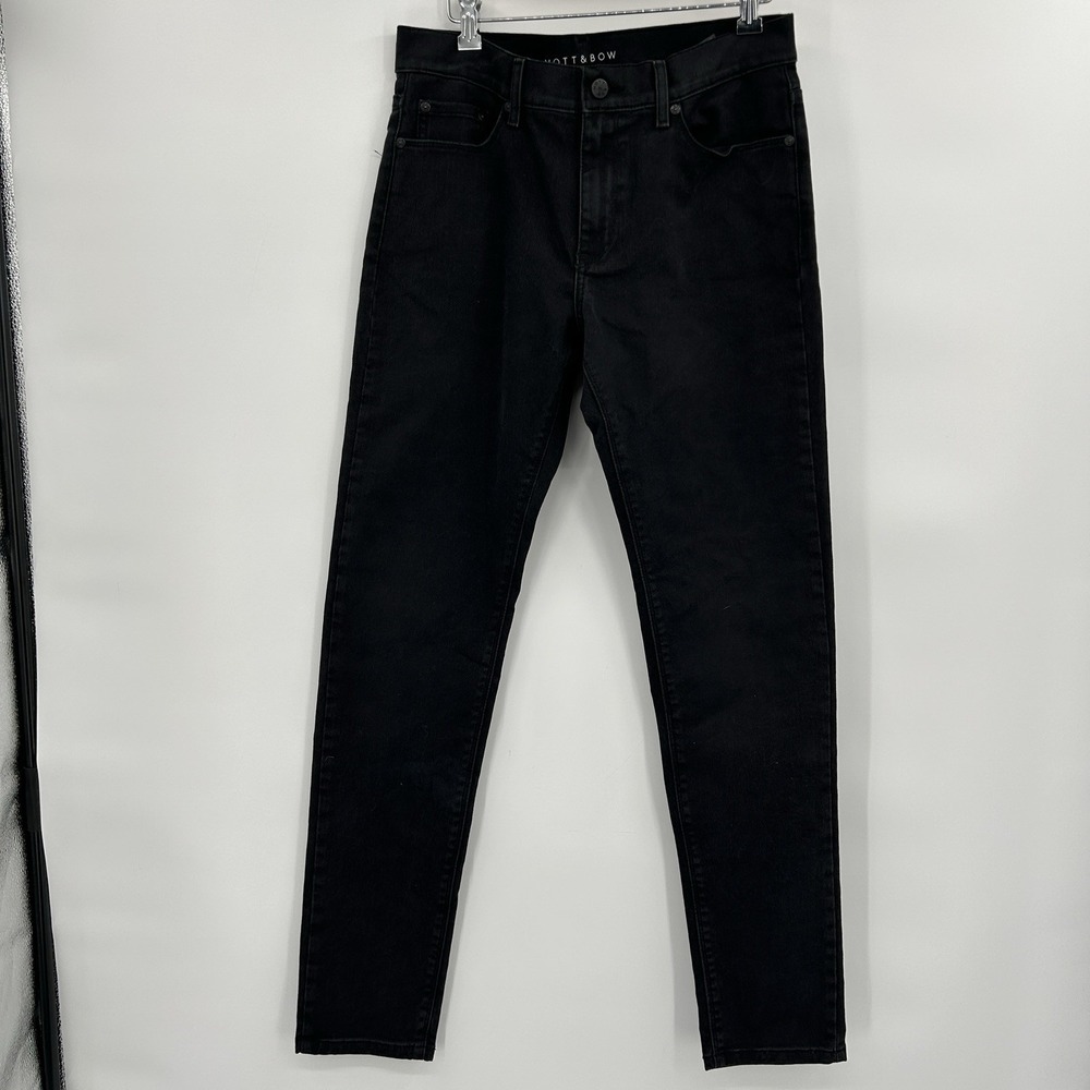 Mott & Bow Womens Mid-Rise Skinny Jeans Size 30x32 Black Stretch Casual Classic